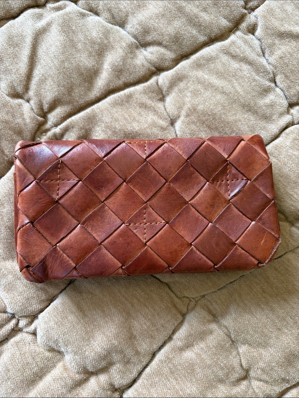 Braided Leather Women’s Wallet in Brown